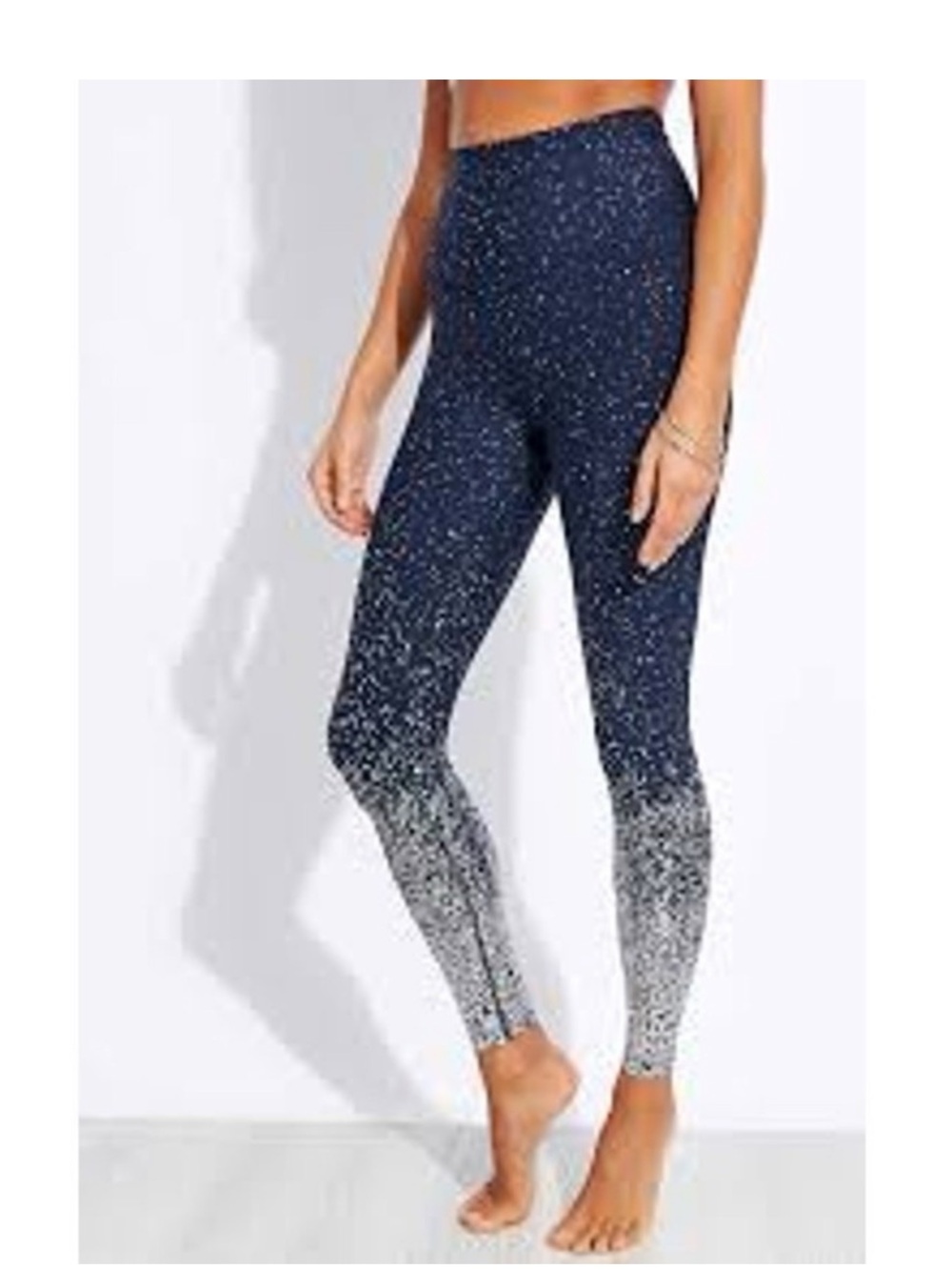 Beyond Yoga Navy to White Ombre Speckled Leggings